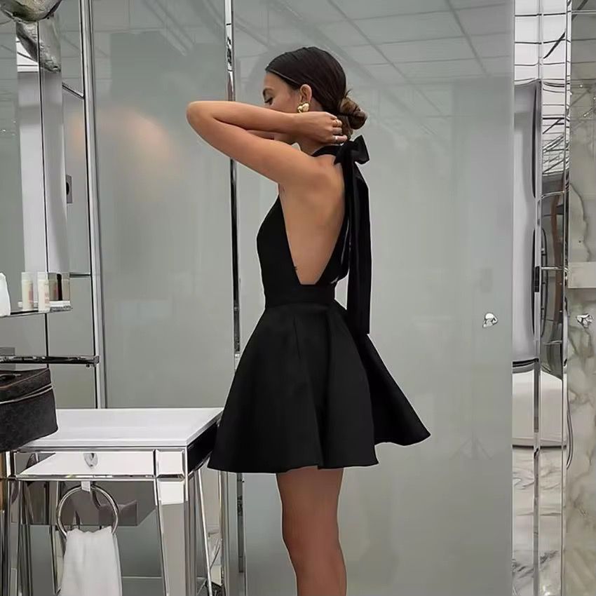 فستان سهر قصير بتصميم فرنسى كلاسيكى