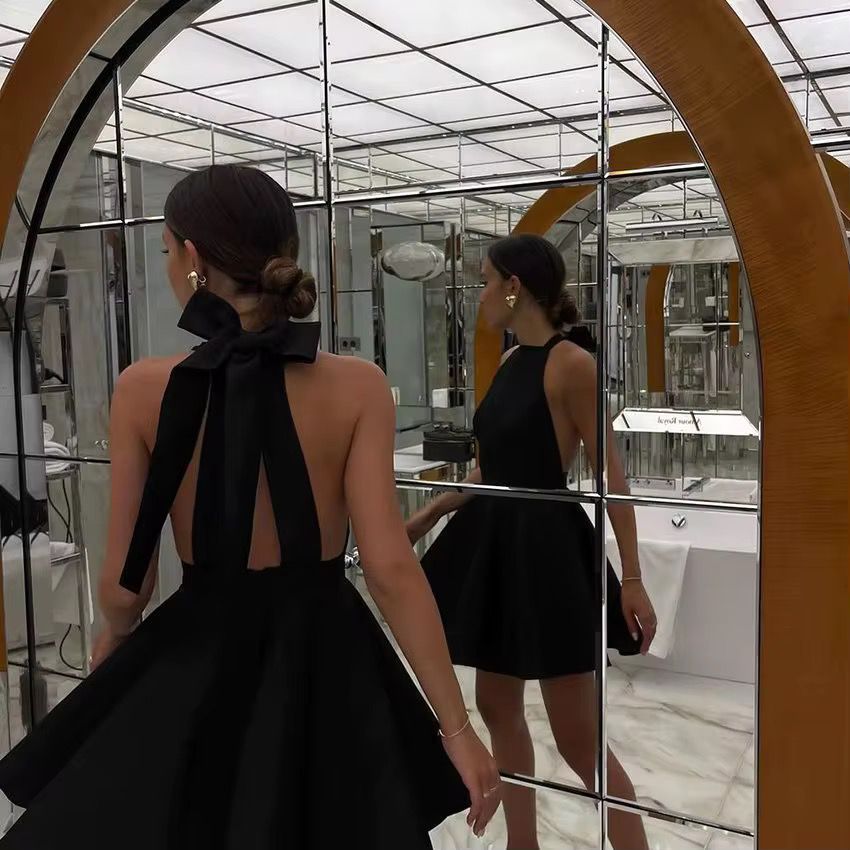 فستان سهر قصير بتصميم فرنسى كلاسيكى