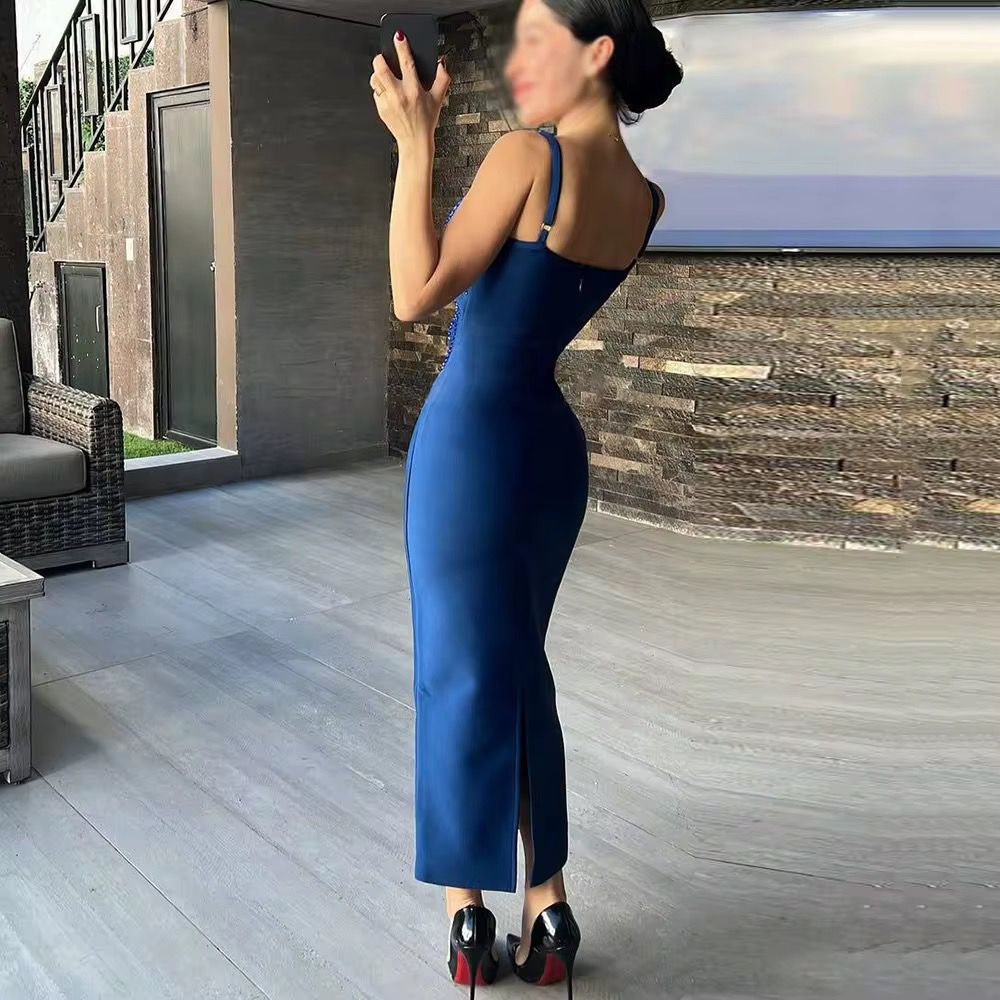 فستان سهر انيق نسائى مزين بالخرز