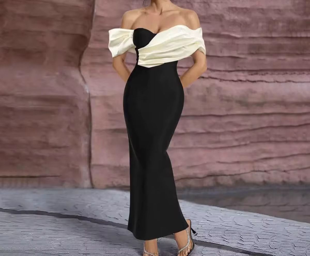 فستان جديد بالونين الاسود و الابيض