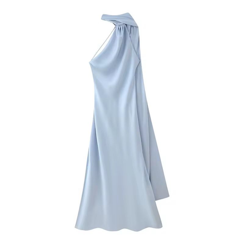 فستان طويل برباط من الساتان 10 الوان عصريه جديده